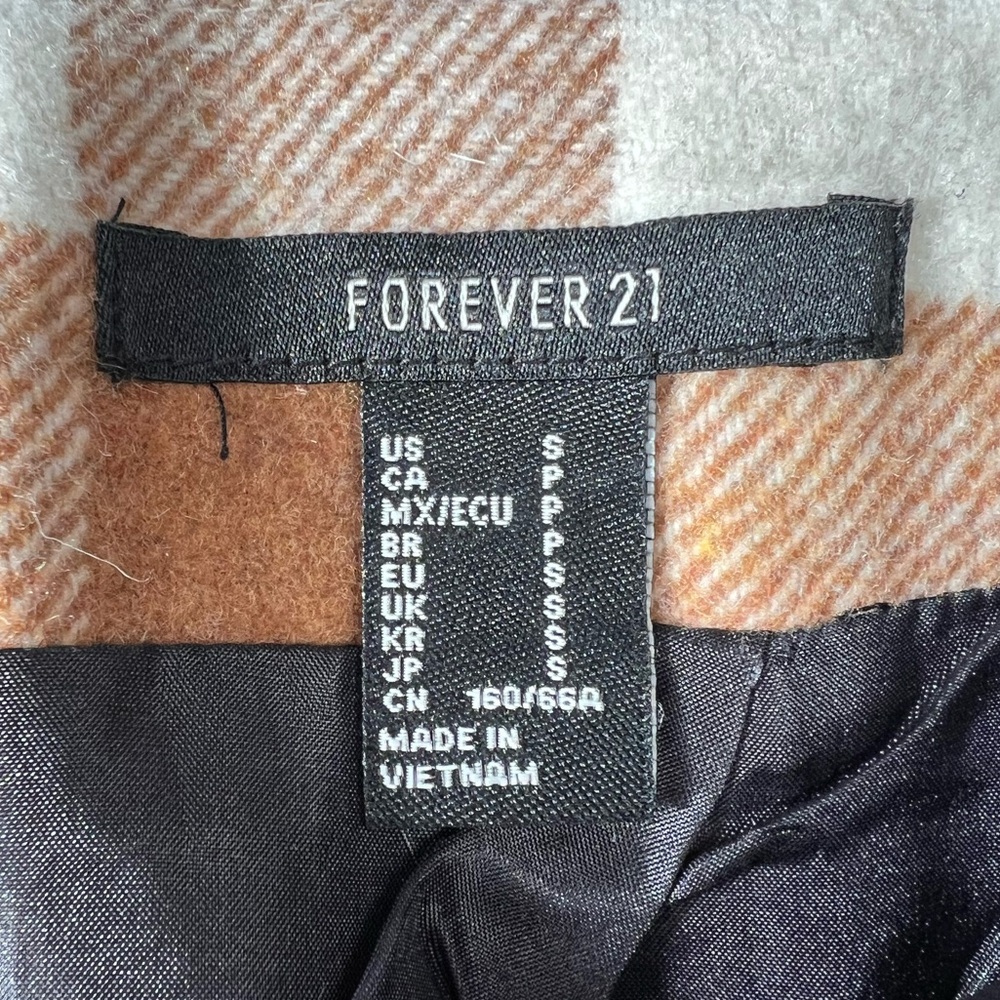 Forever 21 Wool Blend Plaid Mini Skirt Small Brown Button Detail Lined - Picture 5 of 9